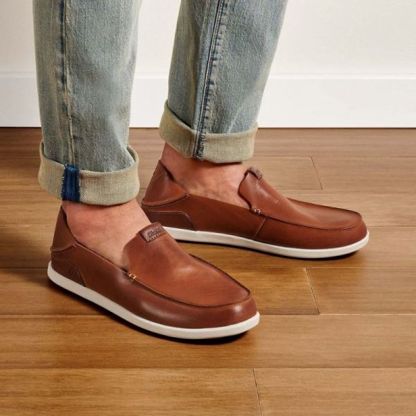 Olukai Men's Nalukai Leather Slip On Shoes - Fox / Bone