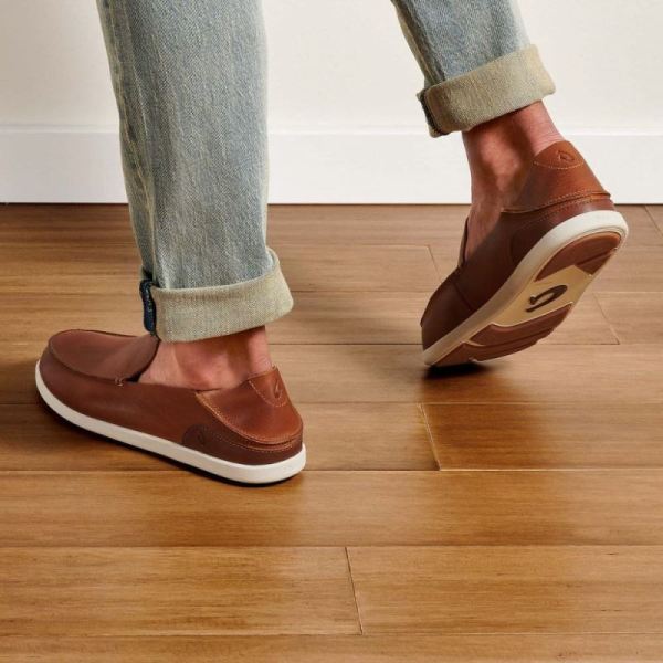Olukai Men's Nalukai Leather Slip On Shoes - Fox / Bone