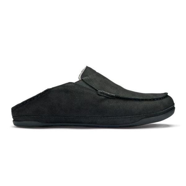 Olukai Men's Kipuka Hulu Leather Slippers - Black