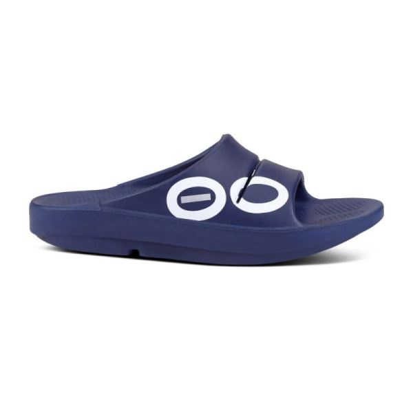 Oofos Men's OOahh Sport Slide Sandal - Navy White