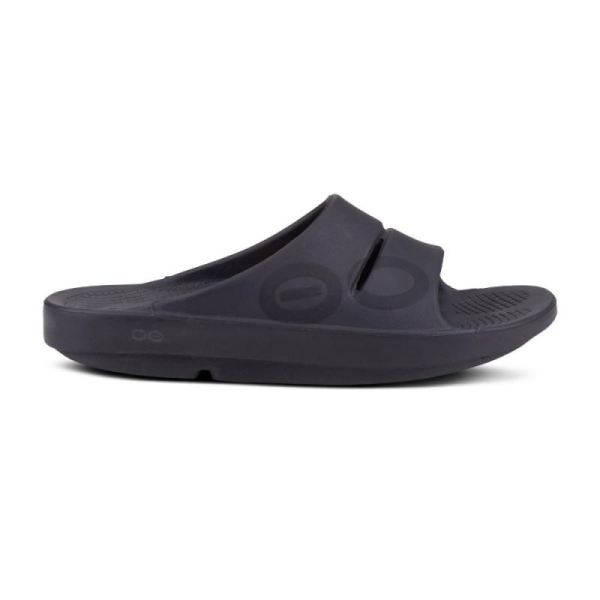 Oofos Men's OOahh Sport Slide Sandal - Black Matte