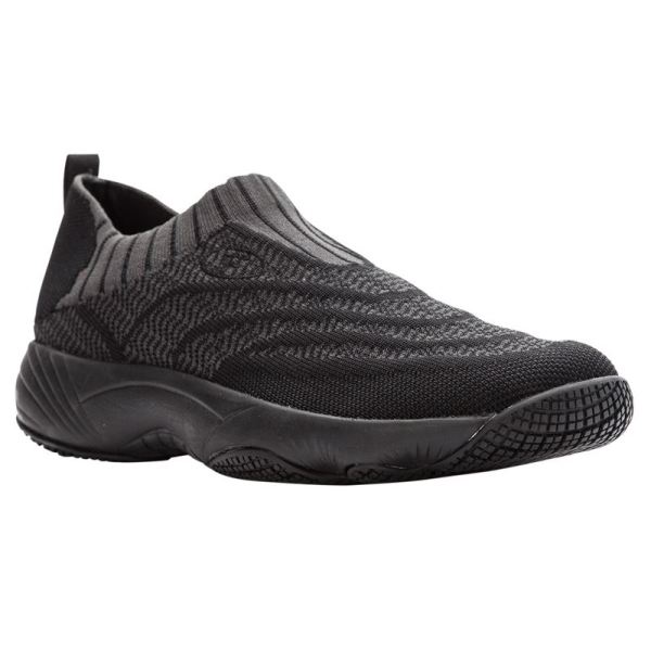 Propet-Women's Wash N Wear Slip-On Knit-Black/Dk Grey