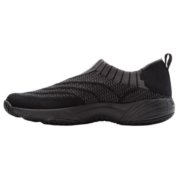 Propet-Women's Wash N Wear Slip-On Knit-Black/Dk Grey