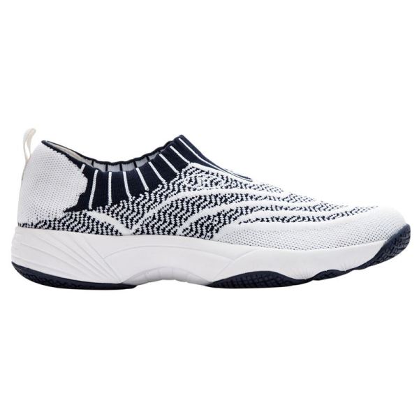 Propet-Women's Wash N Wear Slip-On Knit-White/Navy