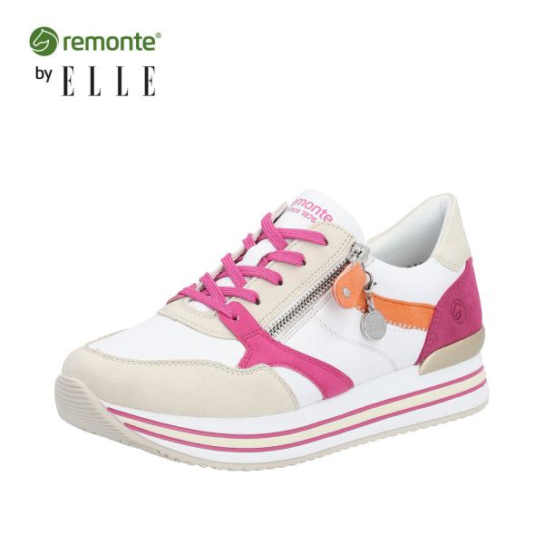 Remonte Women's shoes | Style D1323 Athletic Lace-up with zip - White Combination | Free Delivery