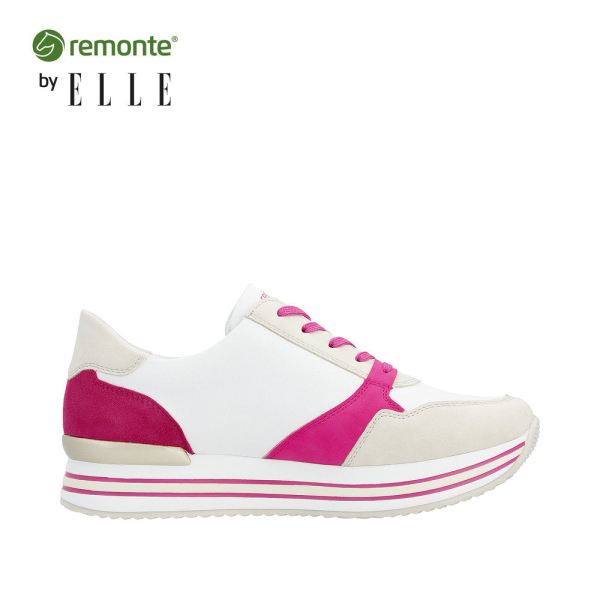 Remonte Women's shoes | Style D1323 Athletic Lace-up with zip - White Combination | Free Delivery