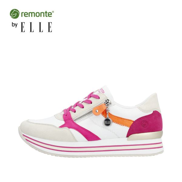 Remonte Women's shoes | Style D1323 Athletic Lace-up with zip - White Combination | Free Delivery