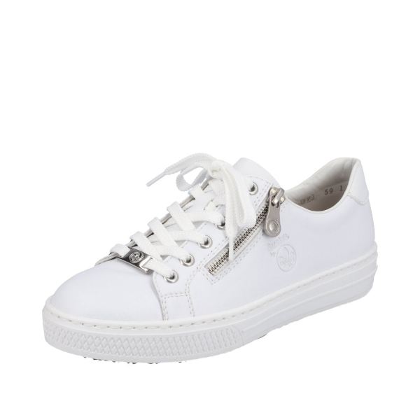 Rieker Women's shoes | Style L59L1 Athletic Lace-up with zip - White | Free Delivery