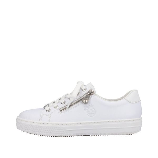 Rieker Women's shoes | Style L59L1 Athletic Lace-up with zip - White | Free Delivery
