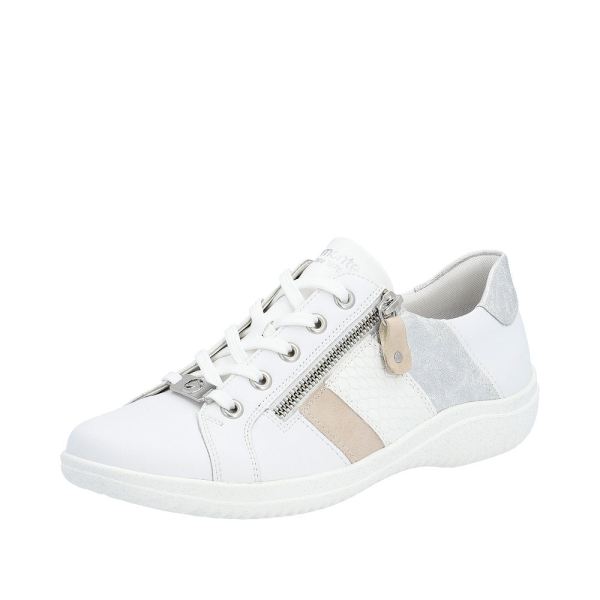 Remonte Women's shoes | Style D1E00 Athletic Lace-up with zip - White Combination | Free Delivery