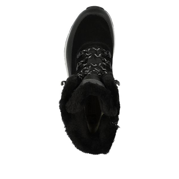 Rieker EVOLUTION Suede Leather Women's Mid Height Boots | W0066 Mid-height Boots - Fiber Grip - Black Combination | Free Delivery