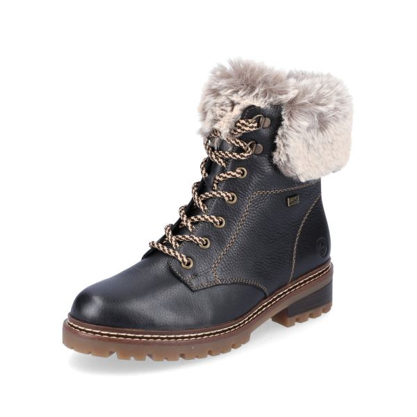 Remonte Leather Women's Short Boots| D0B74 Ankle BootsFiber Grip - Black Combination | Free Delivery