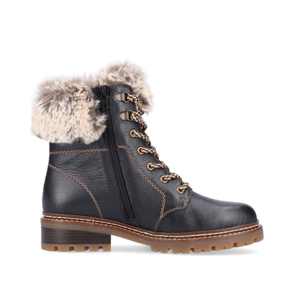 Remonte Leather Women's Short Boots| D0B74 Ankle BootsFiber Grip - Black Combination | Free Delivery