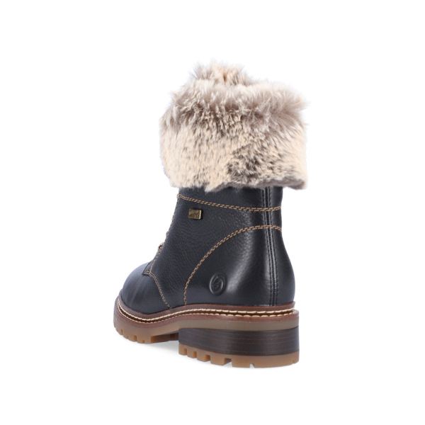 Remonte Leather Women's Short Boots| D0B74 Ankle BootsFiber Grip - Black Combination | Free Delivery