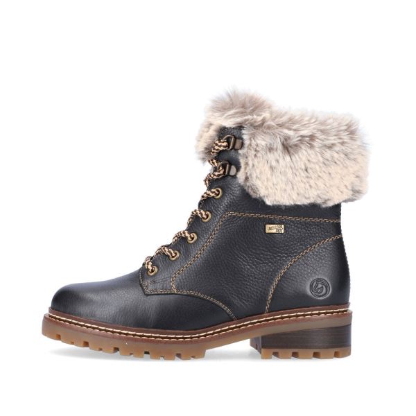 Remonte Leather Women's Short Boots| D0B74 Ankle BootsFiber Grip - Black Combination | Free Delivery