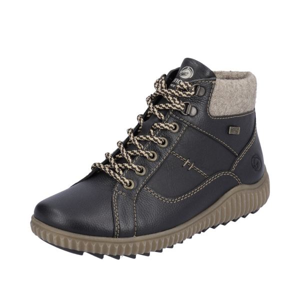 Remonte Leather Women's Mid Height Boots| R8276-01 Mid-height Boots - Black Combination | Free Delivery