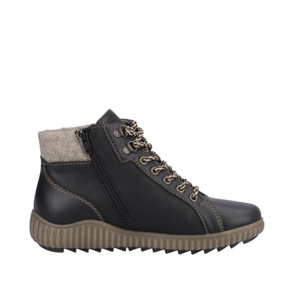 Remonte Leather Women's Mid Height Boots| R8276-01 Mid-height Boots - Black Combination | Free Delivery
