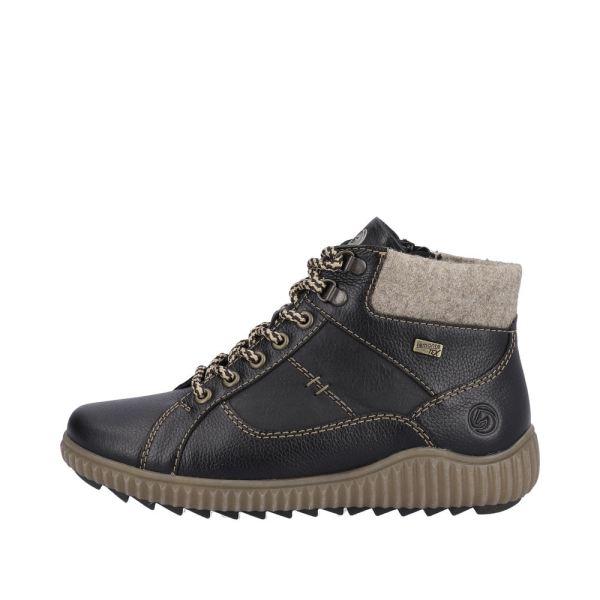 Remonte Leather Women's Mid Height Boots| R8276-01 Mid-height Boots - Black Combination | Free Delivery