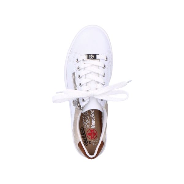 Rieker Women's shoes | Style L59A1 Athletic Lace-up with zip - White Combination | Free Delivery