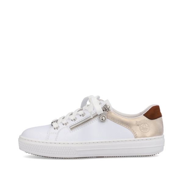 Rieker Women's shoes | Style L59A1 Athletic Lace-up with zip - White Combination | Free Delivery