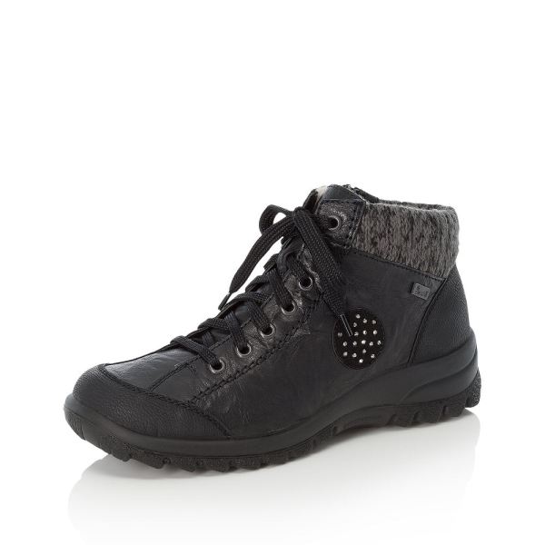 Rieker Leather Women's short boots| L7110 Ankle Boots - Black | Free Delivery
