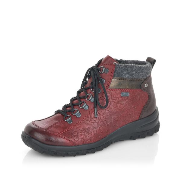 Rieker Synthetic leather Women's short boots| L7144 Ankle Boots - Red Combination | Free Delivery