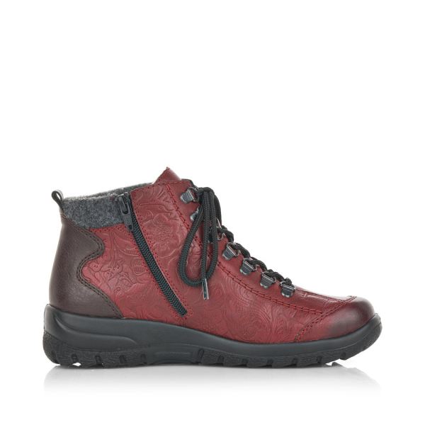 Rieker Synthetic leather Women's short boots| L7144 Ankle Boots - Red Combination | Free Delivery