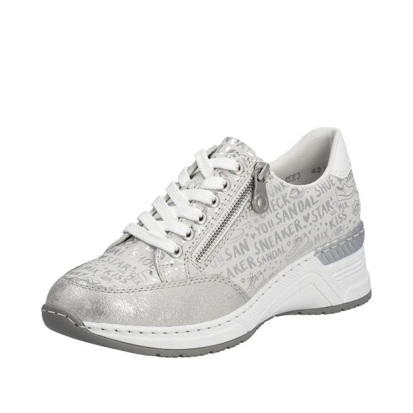 Rieker Women's shoes | Style N4316 Athletic Lace-up with zip - Beige Combination | Free Delivery