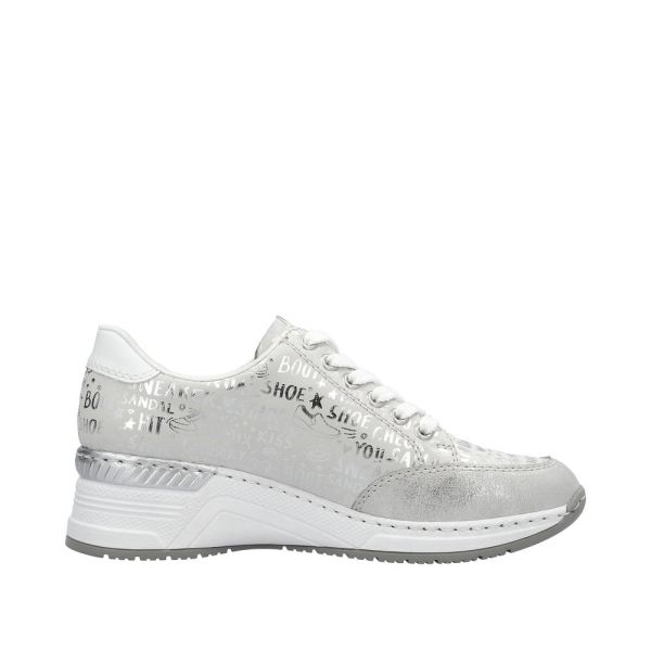Rieker Women's shoes | Style N4316 Athletic Lace-up with zip - Beige Combination | Free Delivery