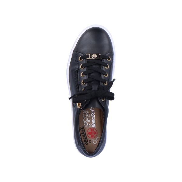 Rieker Women's shoes | Style L59L1 Athletic Lace-up with zip - Black | Free Delivery