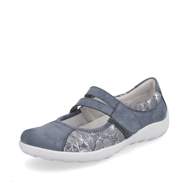 Remonte Women's shoes | Style R3510 Casual Ballerina with Strap - Blue Combination | Free Delivery
