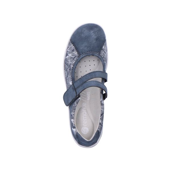 Remonte Women's shoes | Style R3510 Casual Ballerina with Strap - Blue Combination | Free Delivery