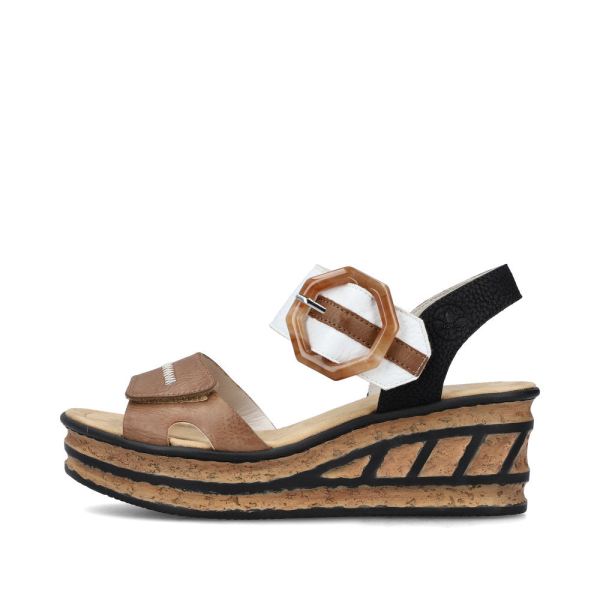 Rieker Women's sandals | Style 68176 Dress Sandal - Beige Combination | Free Delivery