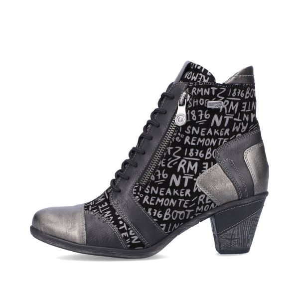 Remonte Suede leather Women's mid height boots| D8794 Ankle Boots - Black Combination | Free Delivery