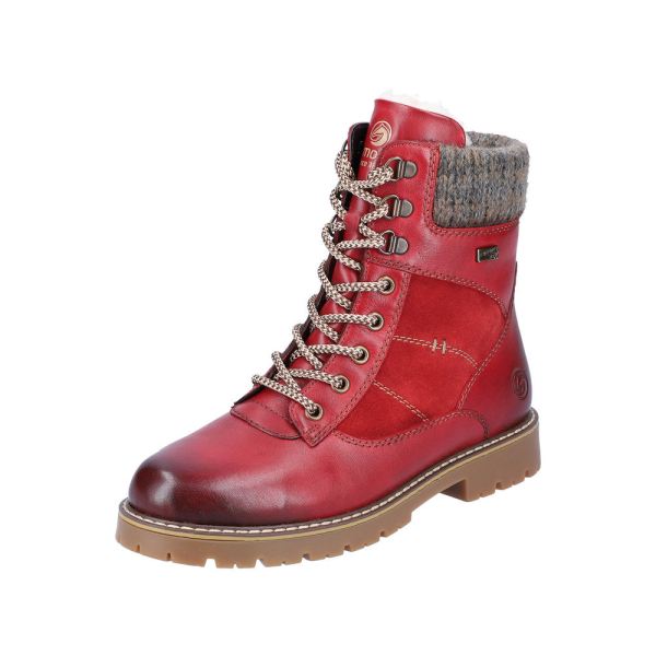 Remonte Leather Women's Mid Height Boots| D9378-00 Mid-height BootsFlip Grip - Red Combination | Free Delivery