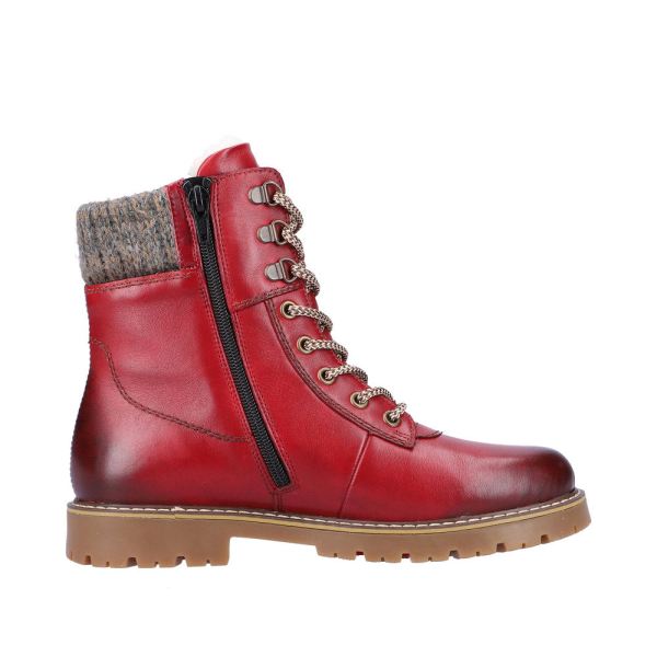 Remonte Leather Women's Mid Height Boots| D9378-00 Mid-height BootsFlip Grip - Red Combination | Free Delivery
