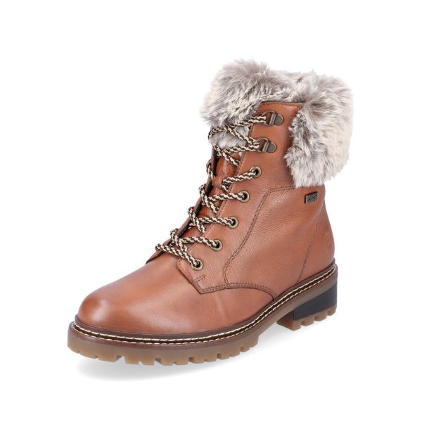 Remonte Leather Women's Short Boots| D0B74 Ankle BootsFiber Grip - Brown Combination | Free Delivery