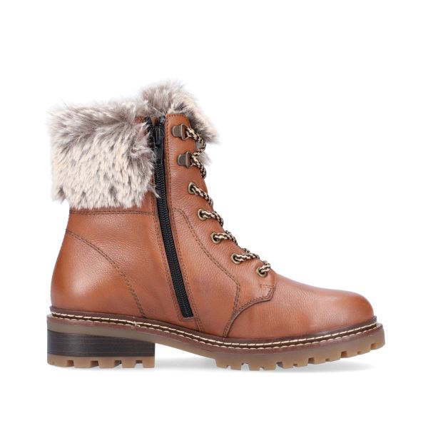 Remonte Leather Women's Short Boots| D0B74 Ankle BootsFiber Grip - Brown Combination | Free Delivery