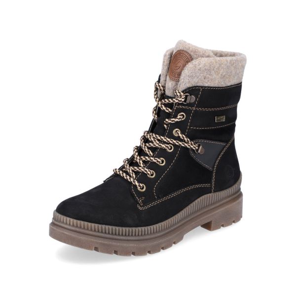 Remonte Suede leather Women's mid height boots| D0C77 Mid-height BootsFiber Grip - Black Combination | Free Delivery