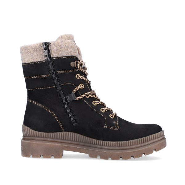 Remonte Suede leather Women's mid height boots| D0C77 Mid-height BootsFiber Grip - Black Combination | Free Delivery