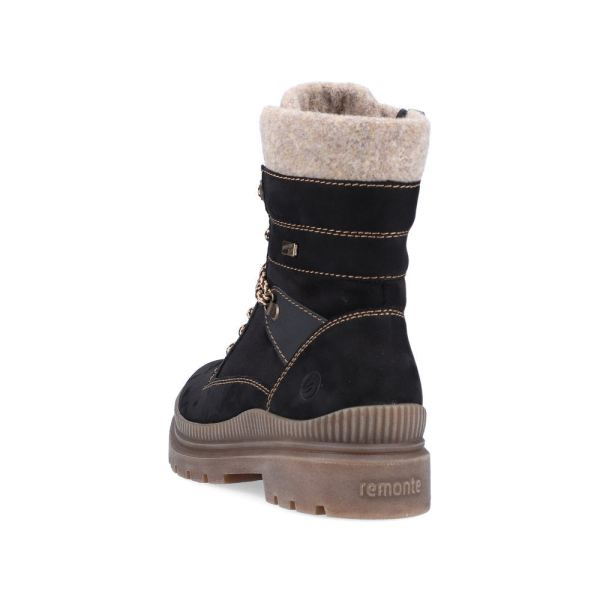 Remonte Suede leather Women's mid height boots| D0C77 Mid-height BootsFiber Grip - Black Combination | Free Delivery