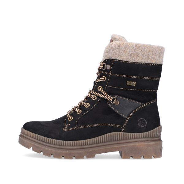 Remonte Suede leather Women's mid height boots| D0C77 Mid-height BootsFiber Grip - Black Combination | Free Delivery