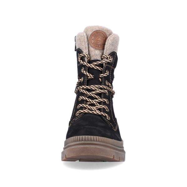 Remonte Suede leather Women's mid height boots| D0C77 Mid-height BootsFiber Grip - Black Combination | Free Delivery