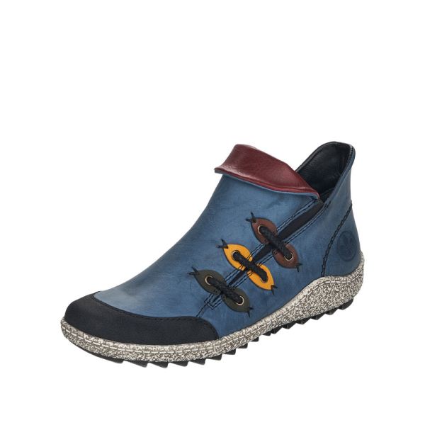 Rieker Synthetic Material Women's short boots| Z7582 Ankle Boots - Blue Combination | Free Delivery