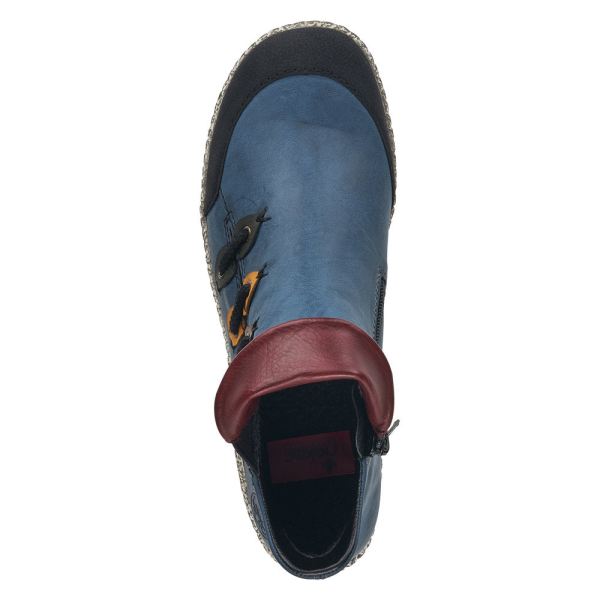Rieker Synthetic Material Women's short boots| Z7582 Ankle Boots - Blue Combination | Free Delivery
