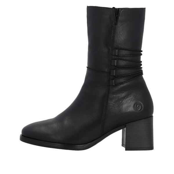 Remonte Leather Women's mid height boots| D0V71 Mid-height Boots - Black | Free Delivery