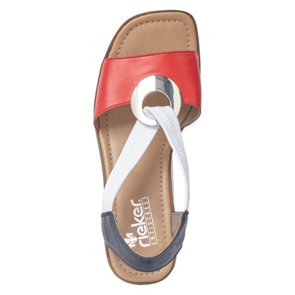 Rieker Women's sandals | Style 62662 Dress Sandal - Red Combination | Free Delivery