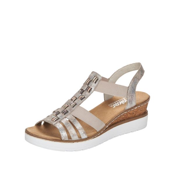 Rieker Women's sandals | Style V3822 Dress Sandal - Metallic | Free Delivery