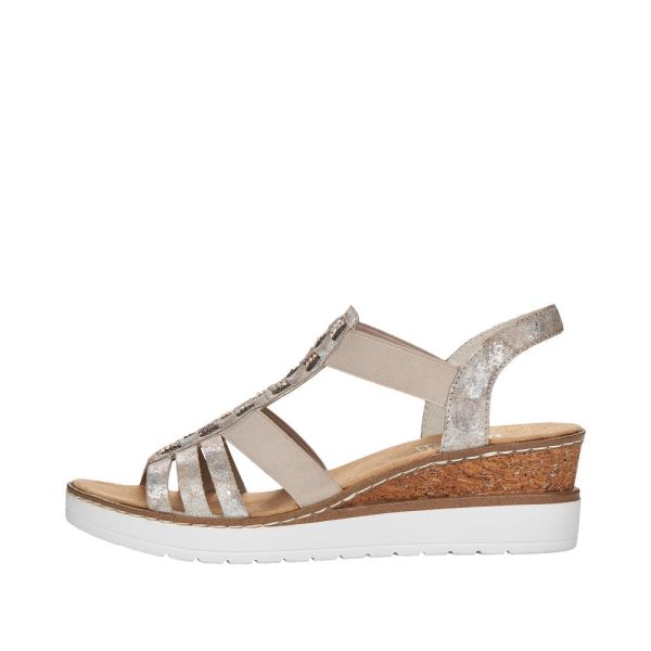 Rieker Women's sandals | Style V3822 Dress Sandal - Metallic | Free Delivery