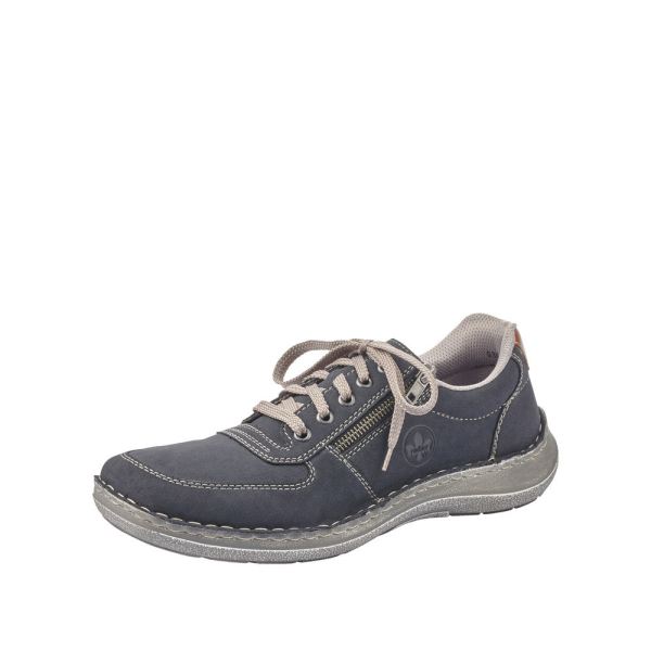 Rieker Men's shoes | Style 03030 Casual Lace-up with zip - Blue | Free Delivery
